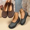 Модная Ретро Обувь-Слипоны на Плоской Подошве Осенняя Новинка Круглый Носок Мелкий Вырез Мягкие Боковины Удобная Легкая Мягкая Подошва Обувь с Низким Верхом