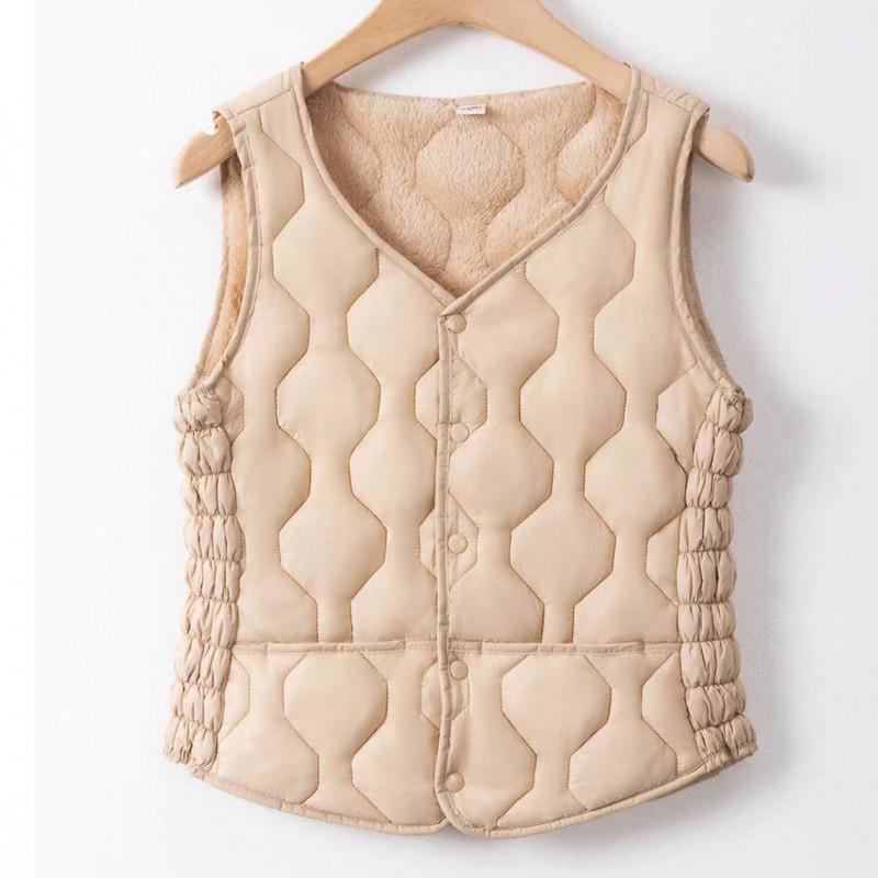 Womens Warm Puffer Vest With Fleece Lining Short Sleeveless Coat Winter