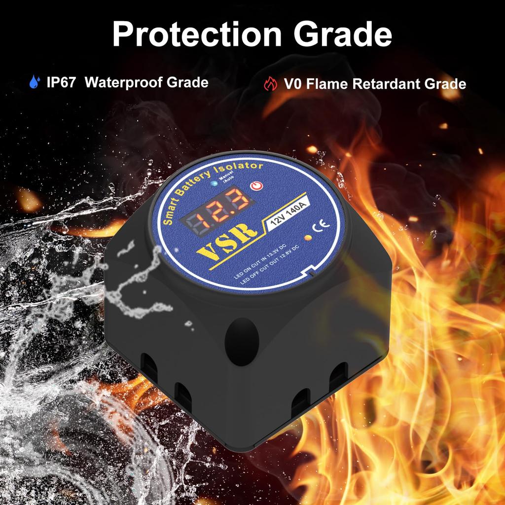 Dual Isolator 12V140Amp Manual and Auto Mode RV Compatible Voltage Sensitive Relay VSR