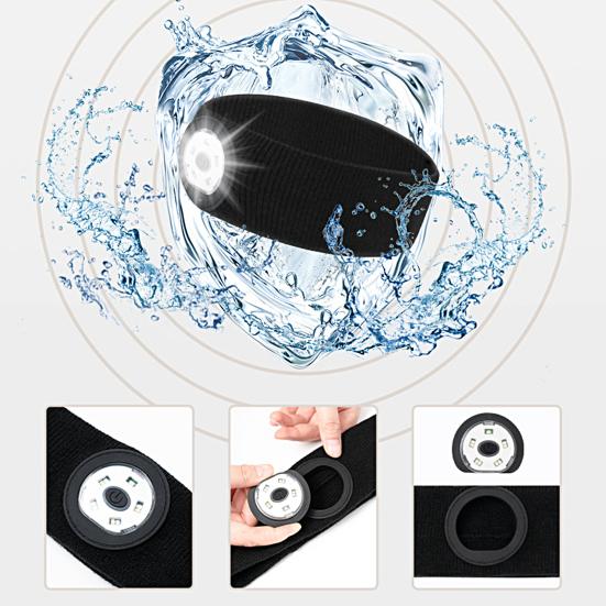 Sweat Headband High Brightness Detachable Light 3 Light-Modes Long Endurance Non-Slip Illumination Breathable