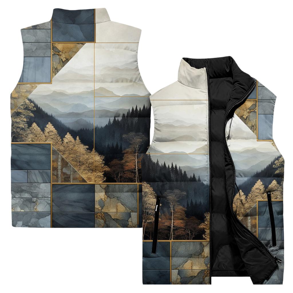 Ladies' Casual And Fashionable Sleeveless Vest Floral Pattern Printed Cotton Jacket