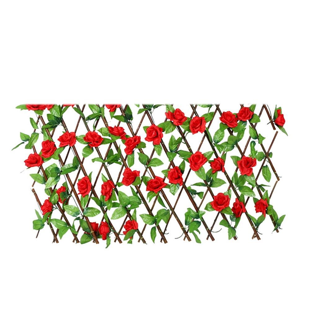 Расширяющаяся решетка, искусственная роза, цветочный сад, стена, лист, деревянный телескопический забор