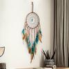 Ловец снов с перьями Настенный ловец снов со звездой, солнцем и луной со светодиодом