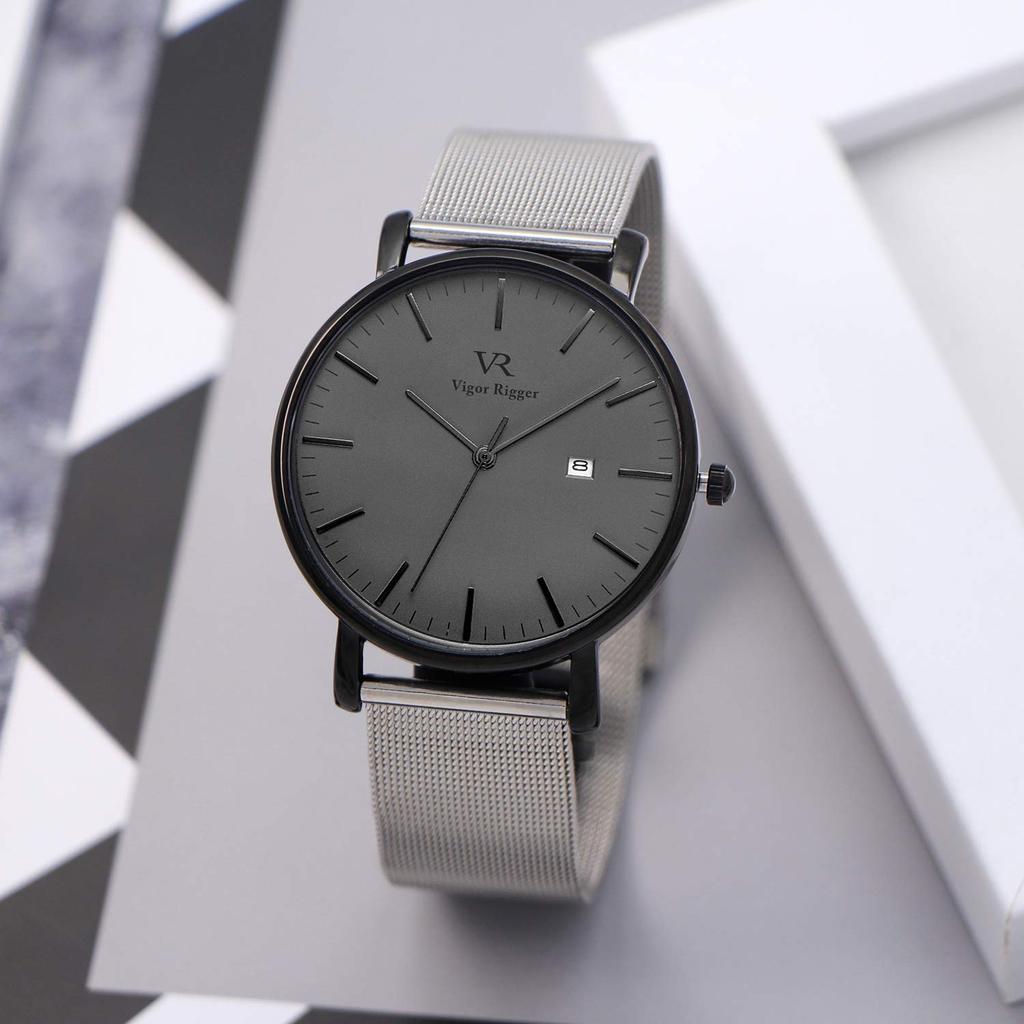 BUREI Men's Watch: Simple, Stylish, Popular Brand, Ultra-Thin, Lightweight, Analog, Waterproof, Quartz Movement, Black-Gray