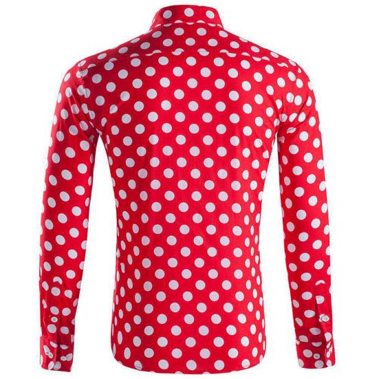 Мужская рубашка с лацканами, однобортный кардиган в горошек с длинным рукавом, облегающий мягкий дышащий топ с длинными рукавами