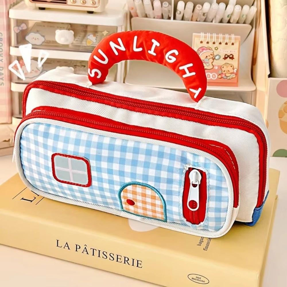 House Design Pencil Pouch Large Capacity Pen Bag Cosmetics Storage Pencil Case Gifts