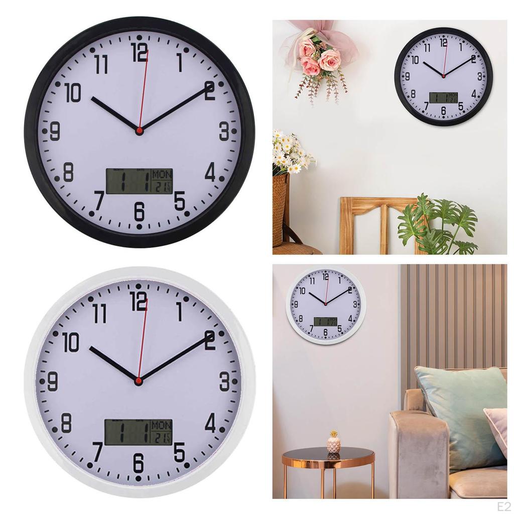 Классические настенные часы с датой и температурой, цифровые 10-дюймовые бесшумные часы для гостиной