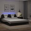 VidaXL Bed Frames with LED Lights, Upholstered Bed with Cushion, Double Bed, Adult Bedroom Bed, Modern, Black White 3214041