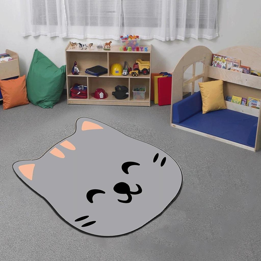 Серый круглый ковер с котом — моющийся коврик с милыми животными для игровых площадок, уникальные маленькие коврики, детский коврик для ванной, детские игровые коврики, детский коврик, мягкий коврик