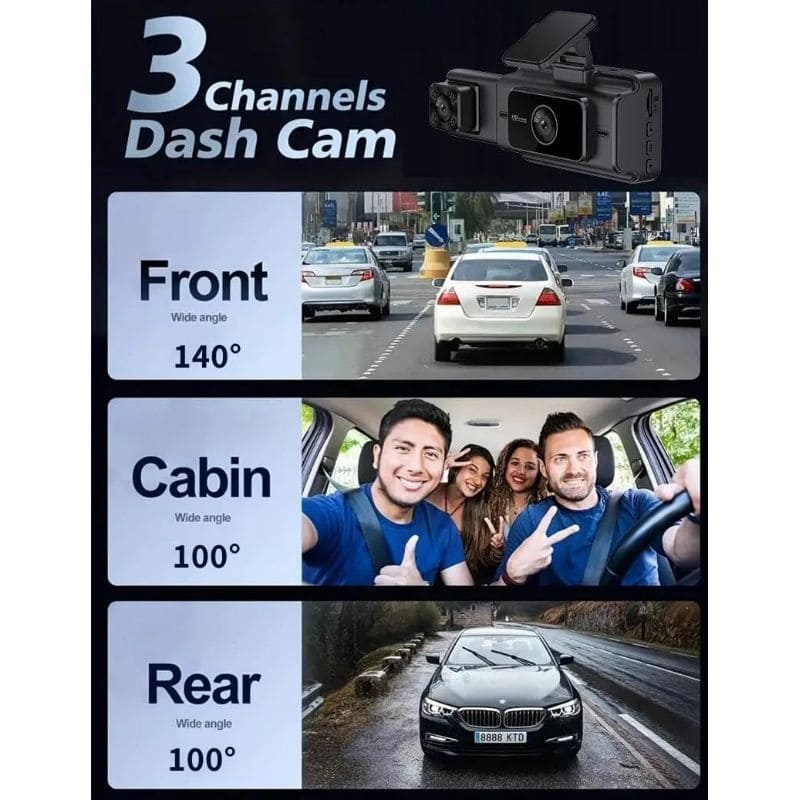 Wi-Fi 3-канальный видеорегистратор, объектив для салона автомобиля, видеорегистратор 1080P, внутренняя камера, видеорегистратор, видеорегистратор, черный ящик
