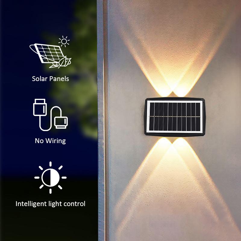 Modern IP65 Waterproof LED Wall Lights Intelligent Solar Light Decorative Outdoor Stainless Steel Base Environmentally Friendly