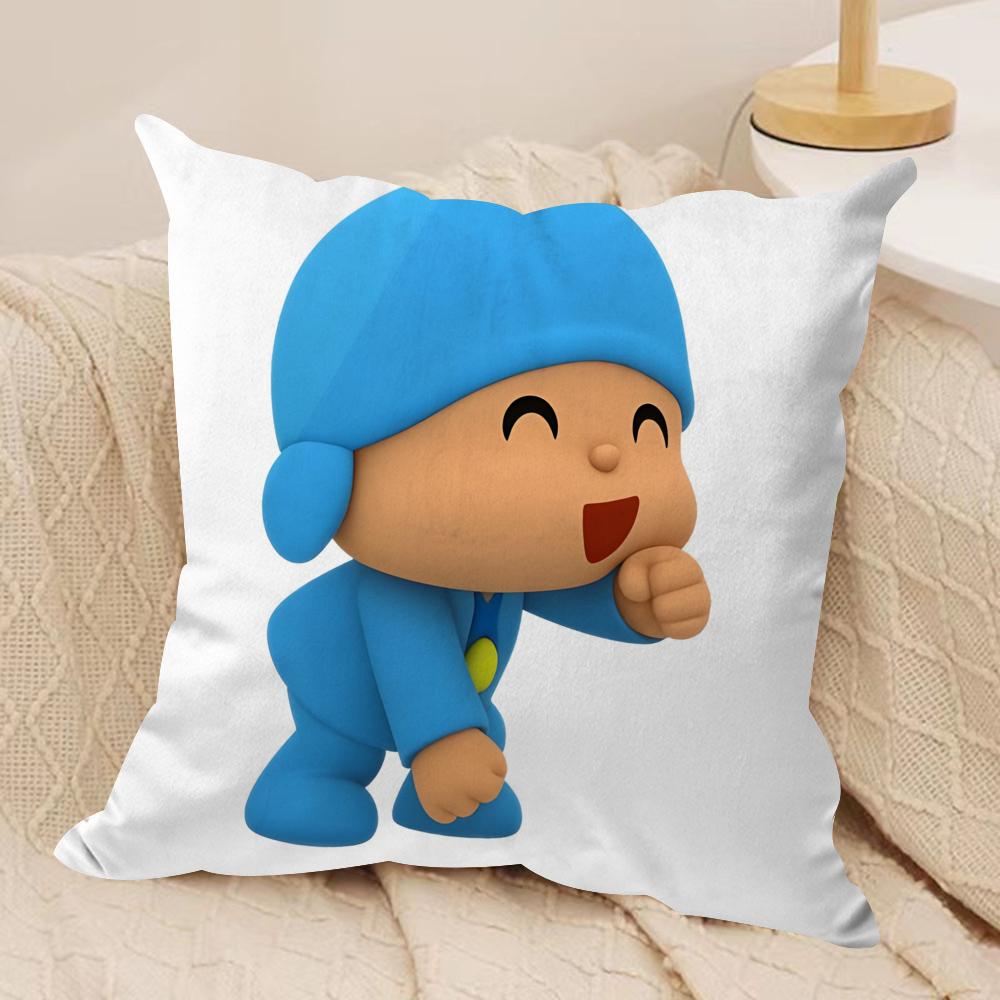 Cartoon Cute PPocoyoS Cushion Cover Short plush Doublesided Print Square Throw Pillow Covers Sofa Home Cushion Decor