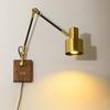 All Copper Folding Swing Arm Wall Lamps Solid Wood Retractable Long Pole Lamp Nordic Retro Bedroom Bedside Rocker Arm Wall Light