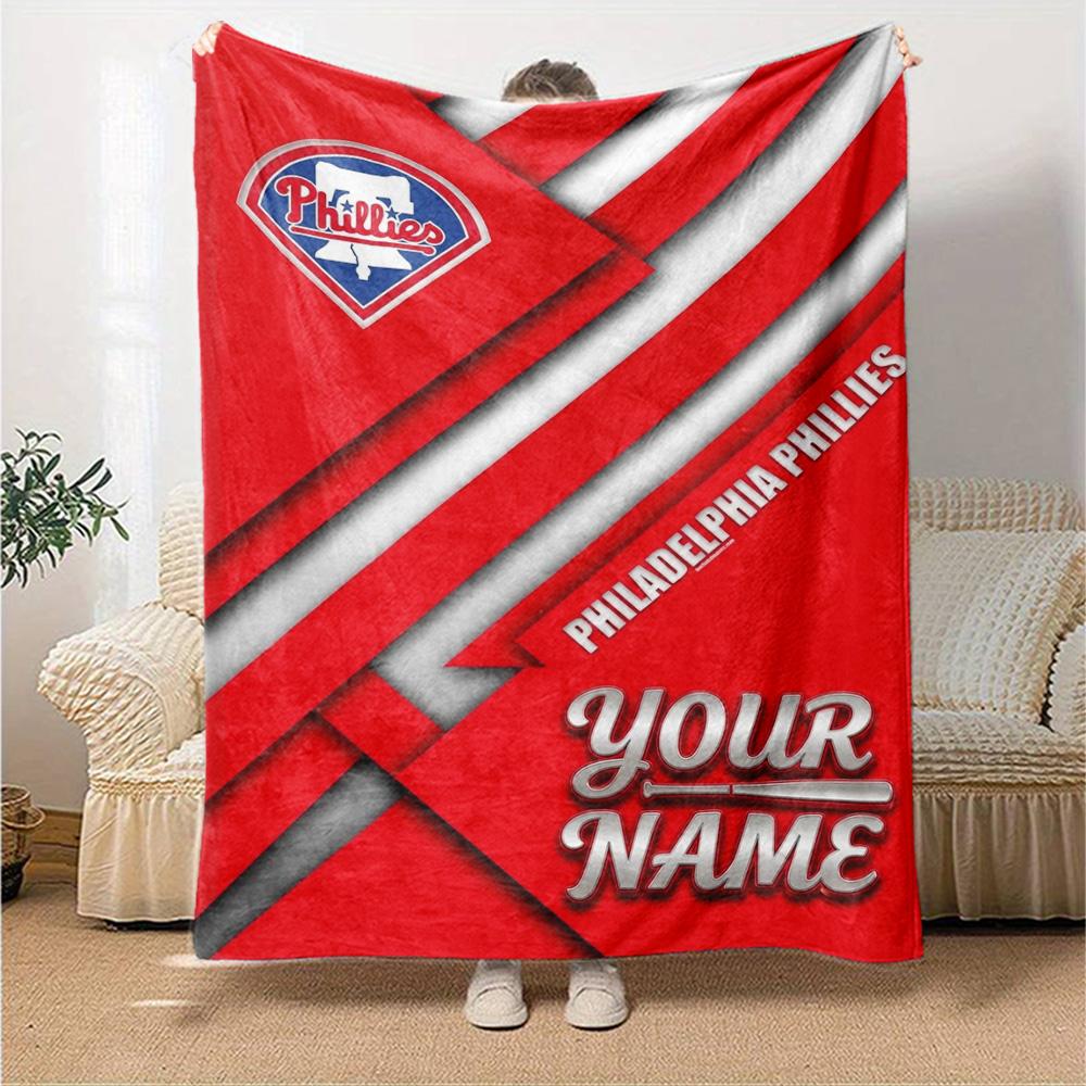 Name Custom Philadelphia phillies Print Flannel Blanket High Quality Warm Comfortable Cover for All Seasons Perfect for Gifts Home Decor