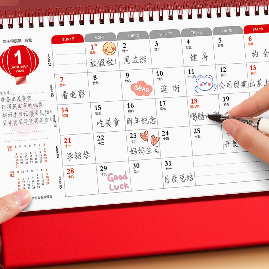 Настольный календарь на год Дракона, перекидной календарь, китайский новый год, ежемесячный календарь для рабочего стола