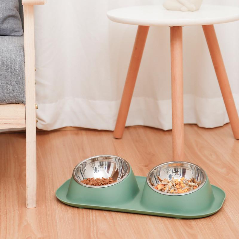 Нескользящая, герметичная двойная миска для кошек и собак - станция кормления из нержавеющей стали