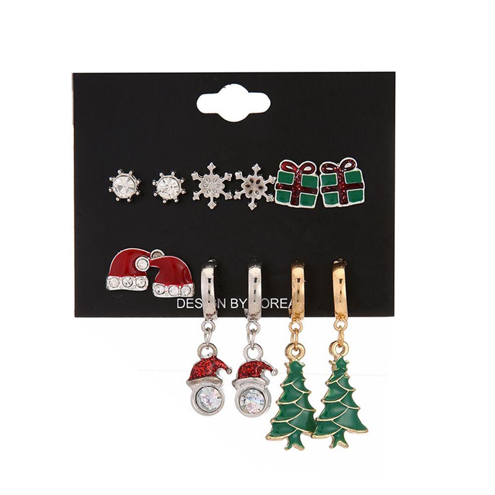 Santa Claus Elk Christmas Earrings Set Female Ear studs Korean Style Earrings Red Dangle Earrings