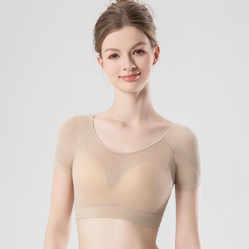 Дышащая одежда, впитывающая пот, ультратонкая сетчатая быстросохнущая майка-топ с обхватом груди, защита от пота, подмышечные прокладки от пота, футболка женская