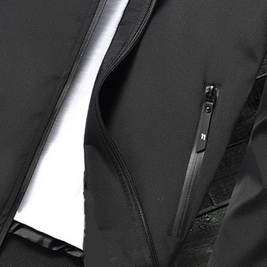 Куртка мужская с воротником-стойкой, длинными рукавами, застежкой-молнией и карманами. Весенне-осенний тонкий стиль, однотонная, облегающая куртка-бомбер.