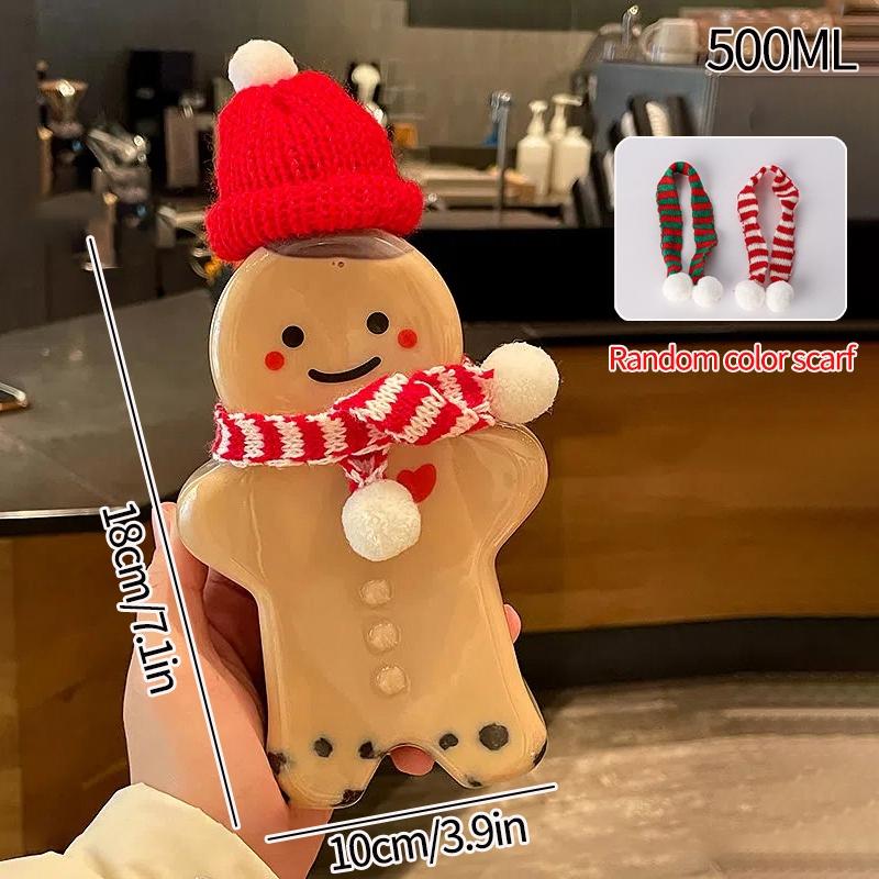 Рождественская чашка в виде пряничного человечка, рождественский подарок, чашка для питья, прозрачная чашка для напитков, сока, молока, кофе, кружка, рождественские украшения