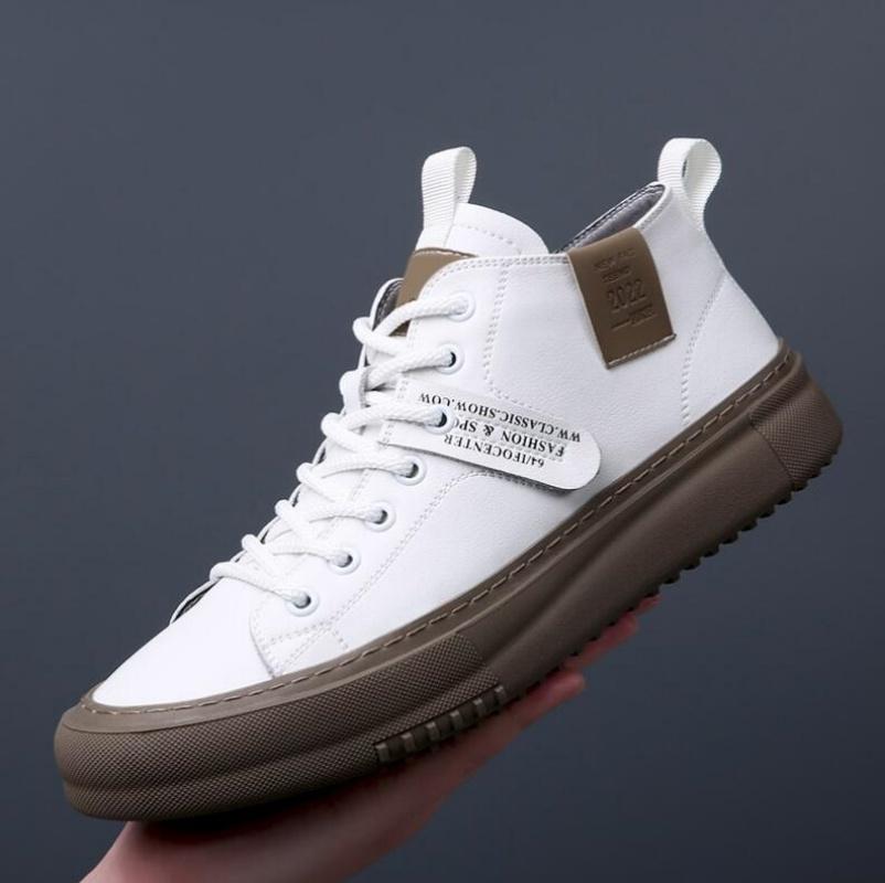 Модные мужские кожаные кроссовки, модельные туфли, дизайнерская мода, платформа, высокий верх, натуральная кожа, повседневная обувь на плоской подошве для отдыха на открытом воздухе