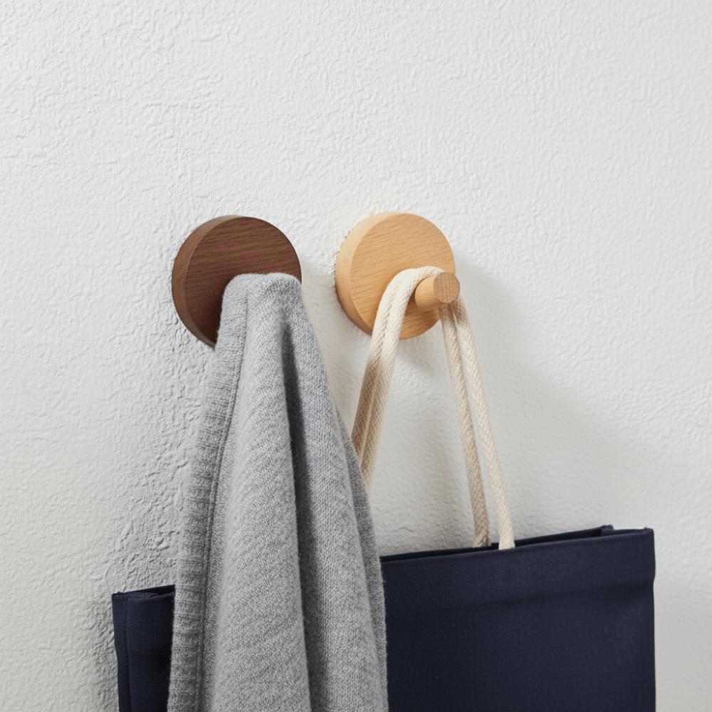 4pcs Beech Walnut Wood Hanging Hanger Solid Wood Wall Hook Decor Hook Towel Hook Bedroom Storage
