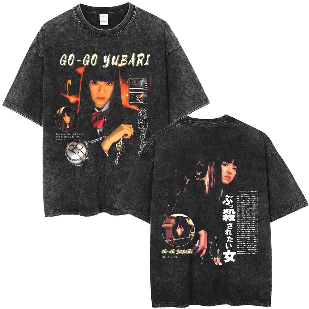 Hattori Hanzo RED Swords and Sushi Kill Bill Okinawa Japan Tarantino Vintage Washed T Shirts Men Women Casual Retro Streetwear