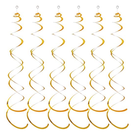 6 шт., спиральный кулон, вечерние растяжки, подвесной пластиковый стример, спиральный кулон, двойной хвост, вечерние, потолочные, фольгированные, вихревые украшения