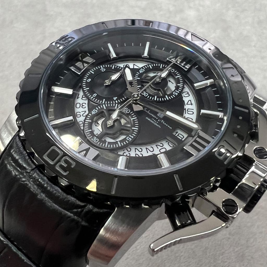 Salvatore Marra Мужские часы из нержавеющей стали черного цвета и аналоговые SSBK, сталь, серебристый, водонепроницаемые, кварцевые, хронограф, деловые, повседневные, подарок,