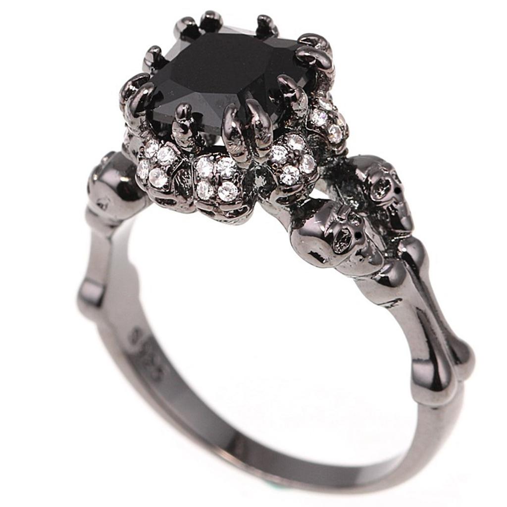 Панк-череп в стиле ретро, ​​готический стиль, кольца для женщин, мужчин, Хэллоуин, черный циркон, ювелирные изделия, женские черные простые кольца, поступление 