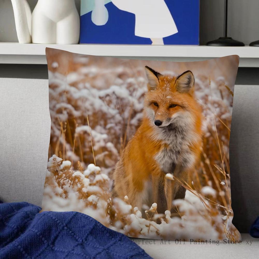 Милая наволочка с дикой лисой Модная квадратная наволочка для спальни, дивана, комнаты Ин Декор Подушка для отдыха 40x40