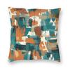 Teal And Rust Brushstrokes Pillowcase Polyester Linen Velvet Pattern Zip Decor Throw Pillow Case Sofa Cushion Cover