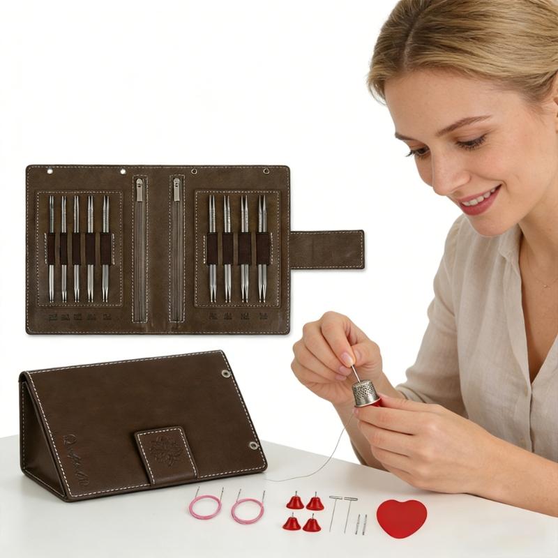 Набор шестигранных и круглых спиц из нержавеющей стали для шитья и вязания, съемный, в форме капли, для любителей рукоделия