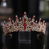 Golden Bride Crown Princess Headwear Birthday Red Rhinestone Headband Wedding Hair Jewelry Bridal Tiaras Vintage Headpiece