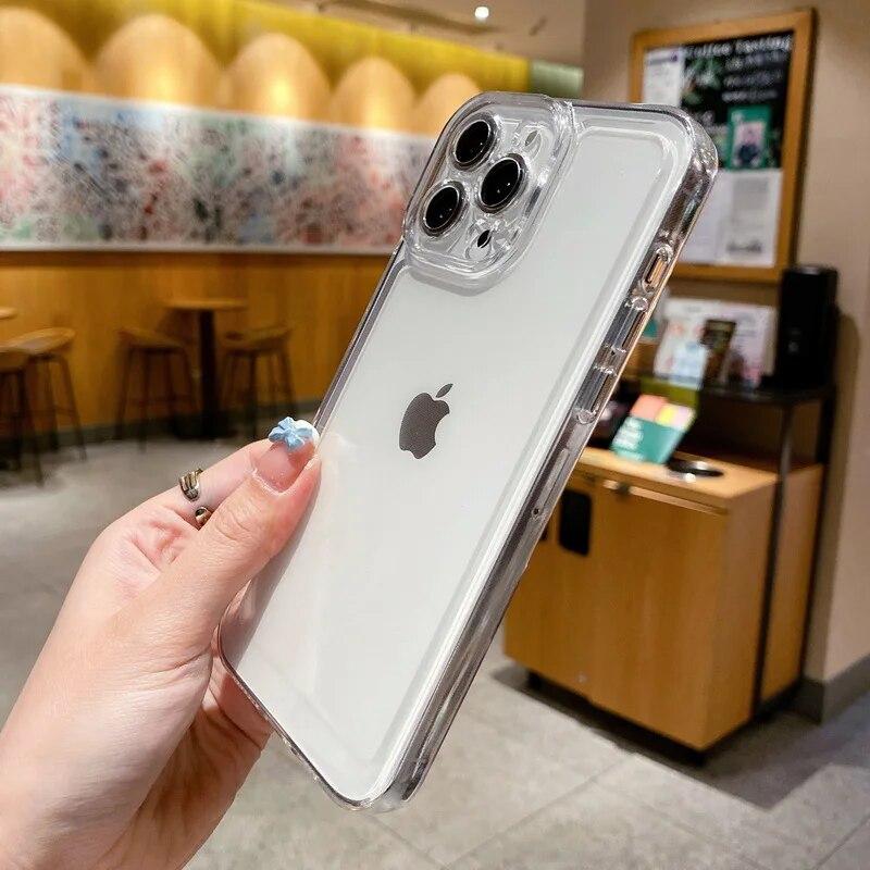 Роскошный прозрачный чехол для iPhone 17 13 14 15 16 Pro Max 12 11 Xs X XR 7 8 SE 2022 Coque Противоударный бампер Прозрачный мягкий силиконовый чехол Fundas