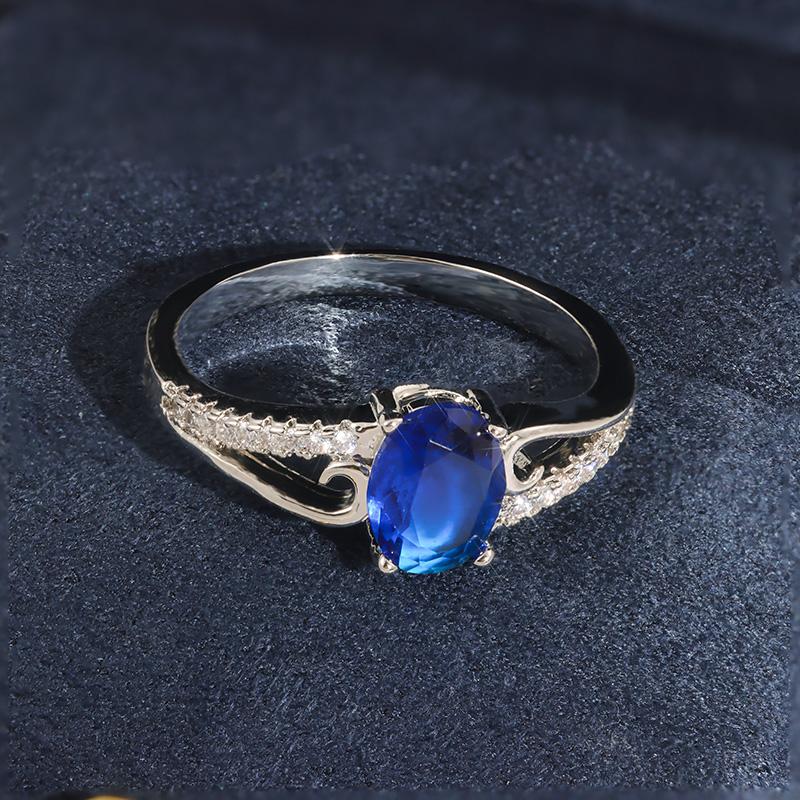 Hot Blue Zircon Ring Shiny AAA Attend Wedding Event Party Anniversary Gift High Quality Boutique Jewelry Ring for Women's
