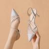 High-heeled Sandals Women's New Girls with Skirts, Rhinestone Pointed Mesh, Fashionable Versatile Stiletto Women's Shoes