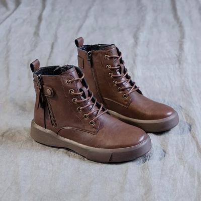 Модные весенние и осенние короткие сапоги для отдыха для женщин 2024 года, новые сапоги на плоской подошве с мягкой подошвой, большие универсальные женские сапоги в британском стиле