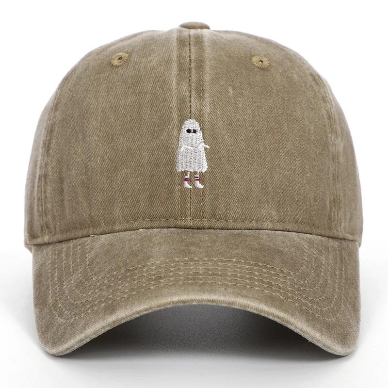 Halloween Ghost Embroidery Baseball Cap Adjustable Lightweight Motorcycle Helmet Style Headwear For Various
