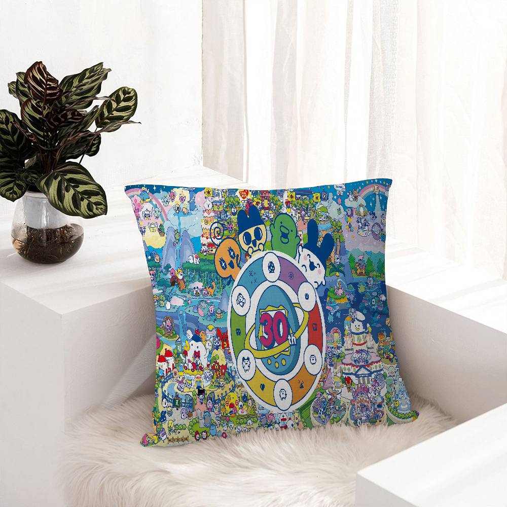 Game Cute Cartoon T-Tamagotchi Pillow Cushion Cover Pillowcase Living Room Sofa Home Decor