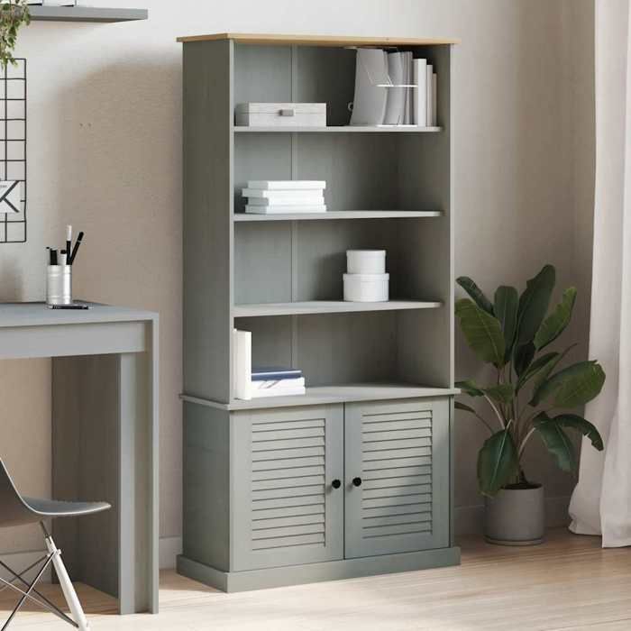 VidaXL Bibliothèque VIGO gris 85x35x170 cm bois massif de pin 353198