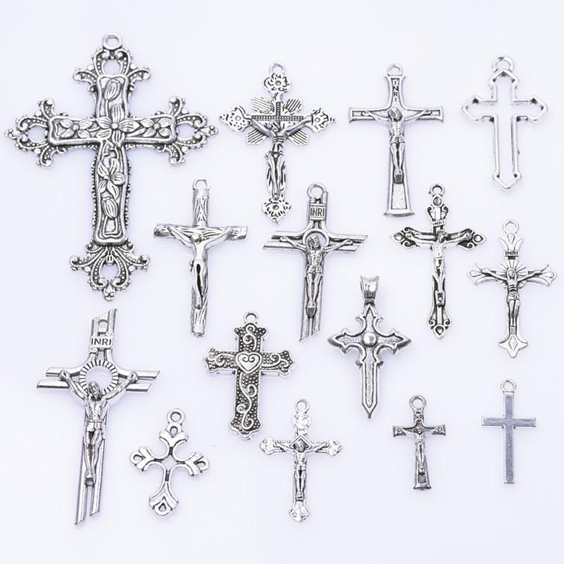102030Pcslot Metal Silver Color Cross Charms For Jewelry Making Supplies Christ Accessories Handmade Womenmen Pendant Charm