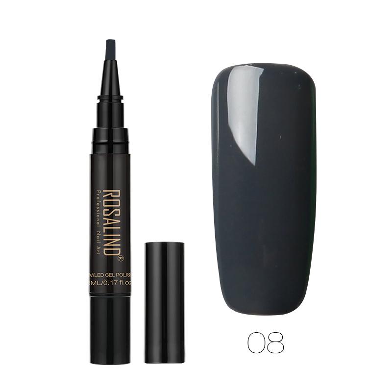 ROSALIND 5ML Stylish Nail Gel Pen Semi Permanent Varnishes Pen For Nail Art Design Base Top Coat Need LED/UV Lamp Cure