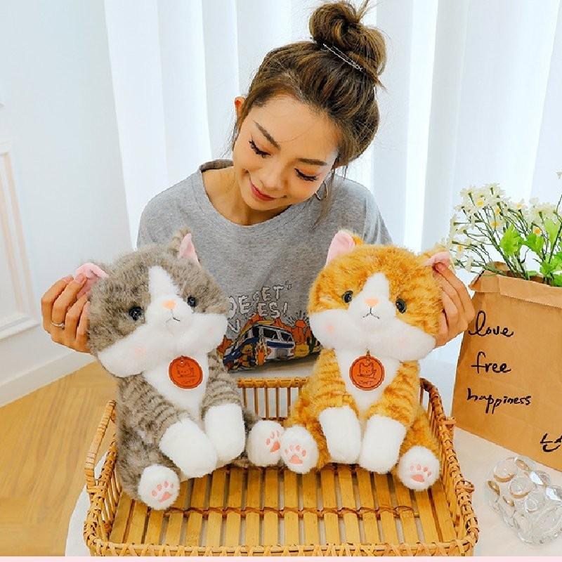 Adorable Big Face Cat Plush Toy Soft Stuffed Animal For Kids Bedroom Decor