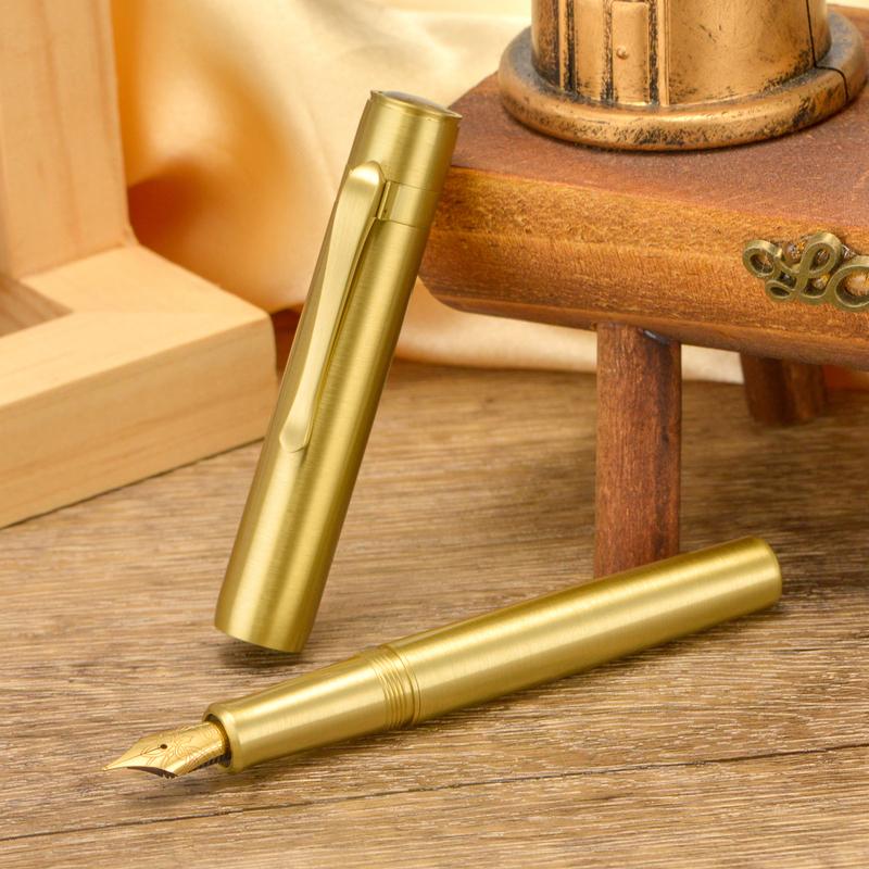 Латунная перьевая ручка Hongdian M2 со стержнями EF/F/M/Long Knife, короткая, карманная, портативная, для письма, с конвертером