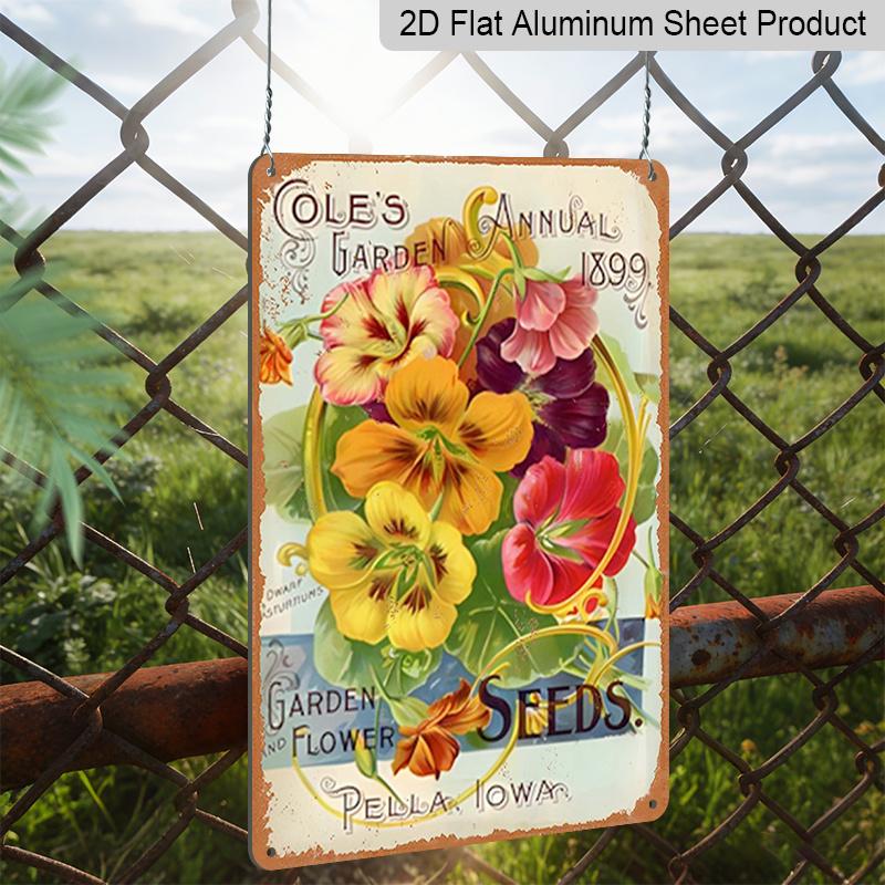 2D Flat Vintage Floral Aluminum Wall Art Sign - 7.87*11.8 Inch Rustic Metal Plaque with Intricate Flower Design, No Electricity Needed, Perfect for
