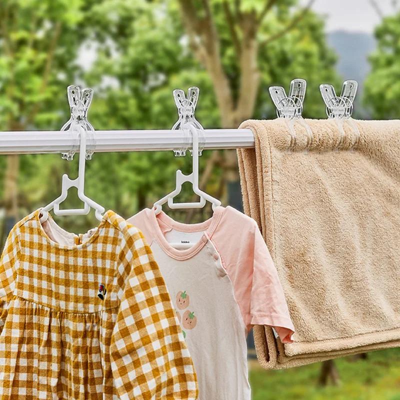 4 шт., портативные прищепки для сушки, прозрачная прищепка для противоскользящего ветрозащитного одеяла, зажим для одежды для домашнего органайзера