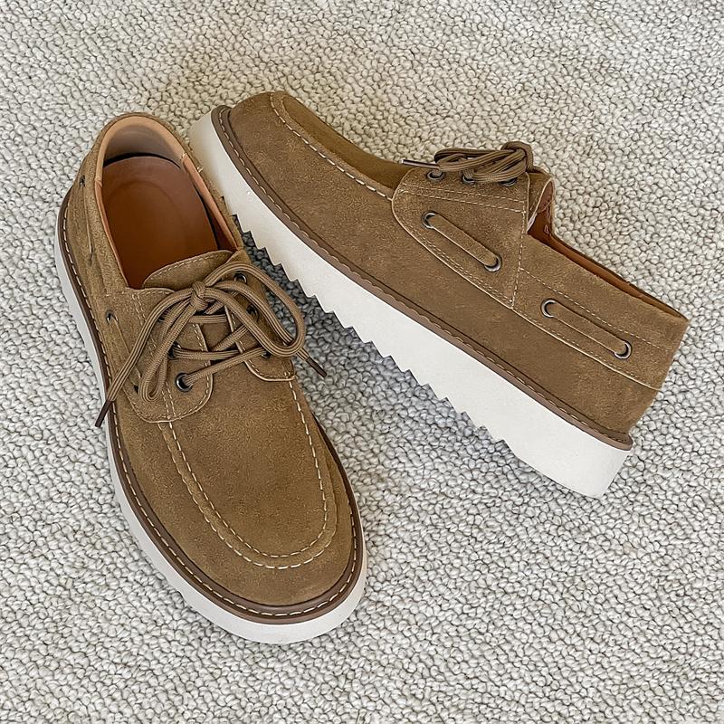Suede Leather Mens Shoes Comfortable Casual Skateboard Shoes Solid Leisure Sneakers Lightweight Walking Shoes Man Dress Footwear