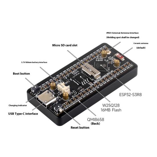 Макетная плата с 1,91-дюймовым AMOLED-дисплеем, Wi-Fi, Bluetooth-совместимая, 32-битная макетная плата с двухъядерным процессором LX7