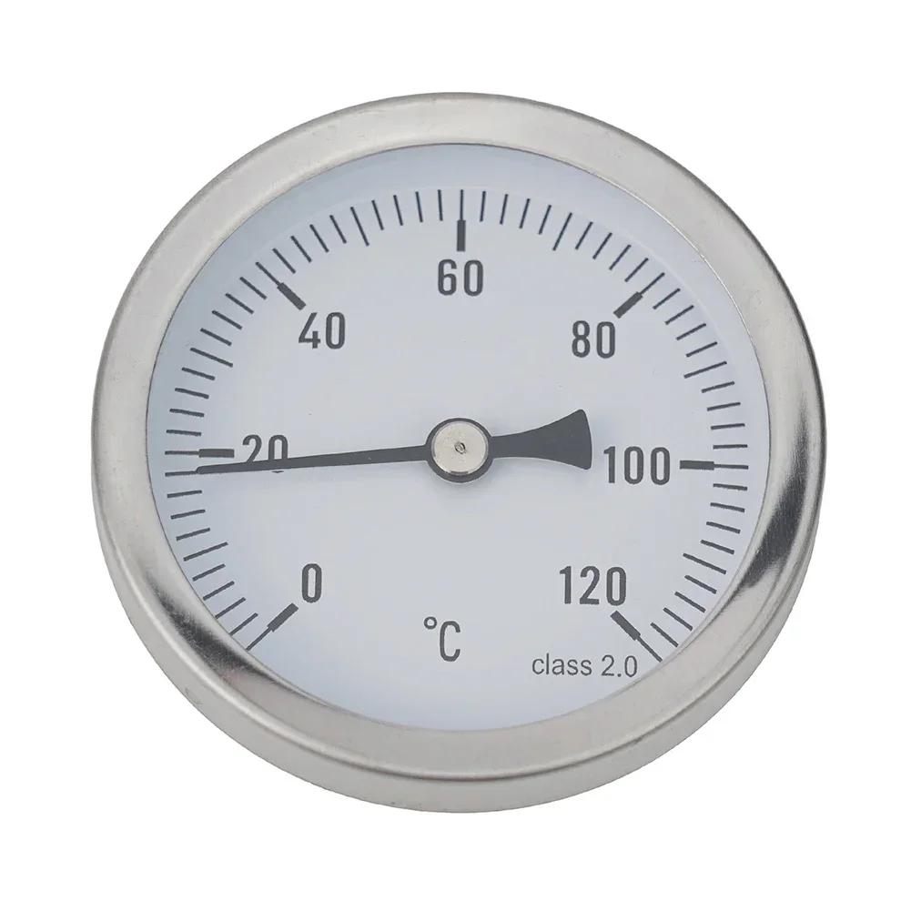 Boiler Thermometer Bimetal Thermometer Temperature Range 0-120 C 63mm Dial Diameter Analog Thermometer Brass Sleeve